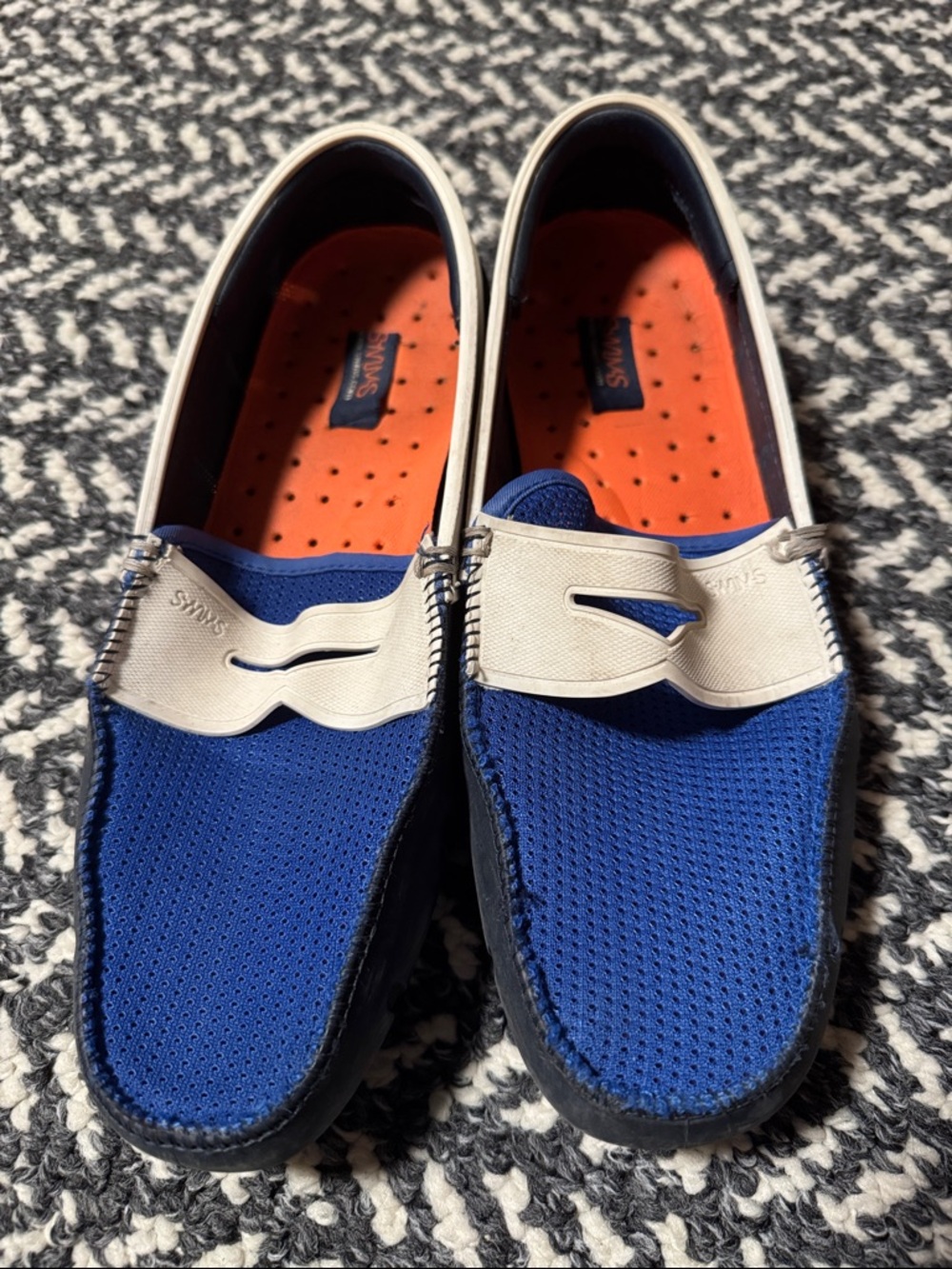 Swimms Royal Blue Mesh Slip-On Loafers with White Trim water shoes